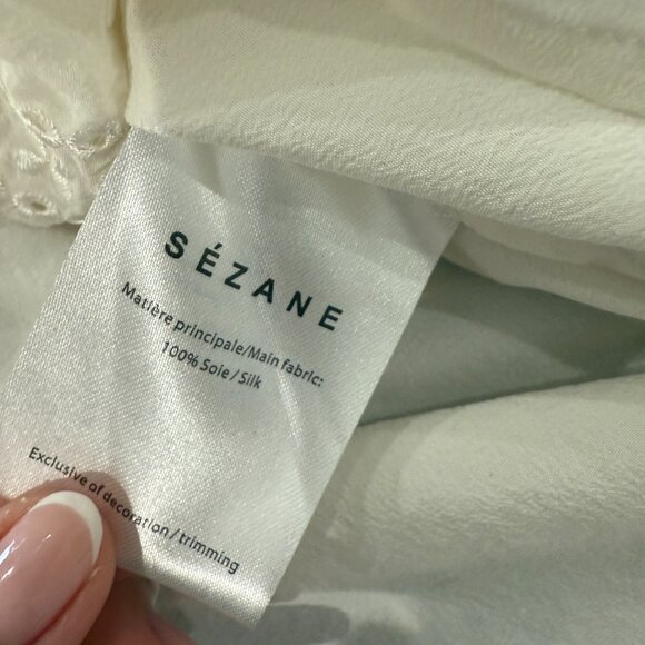 SEZANE  White Ivory Blouse  100% Silk  Size 44   Excellent Condition! - Picture 4 of 4